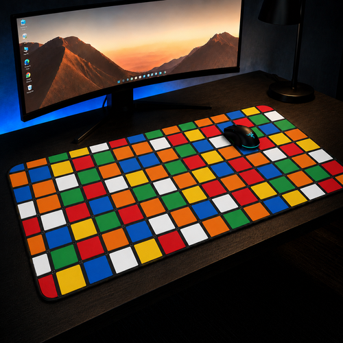 Color Scramble — Puzzle Cube Desk Mat