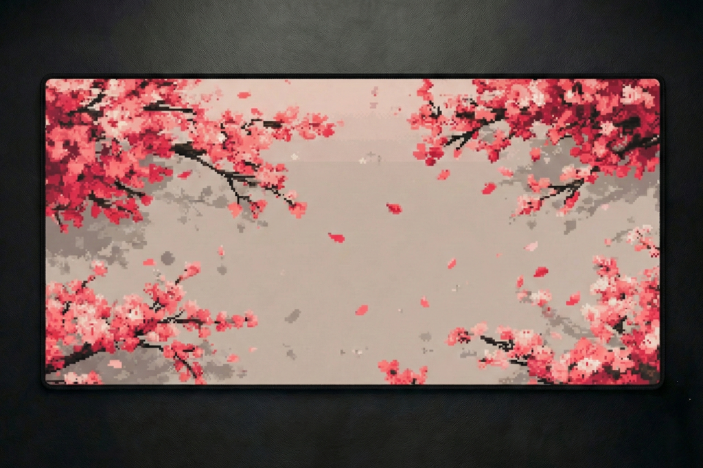Cherry Blossom Pixel Desk Mat