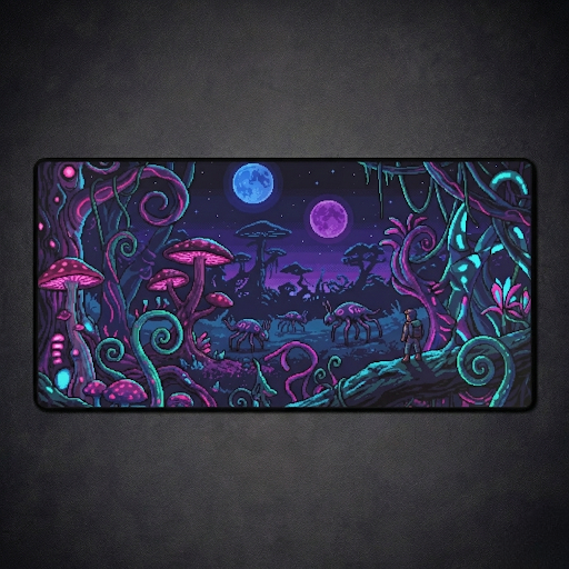 Neon Alien Jungle Desk Mat