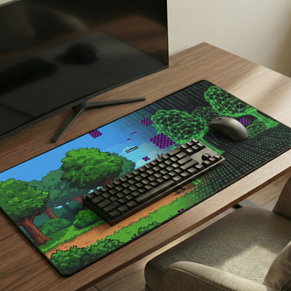 Glitch Forest Desk Mat
