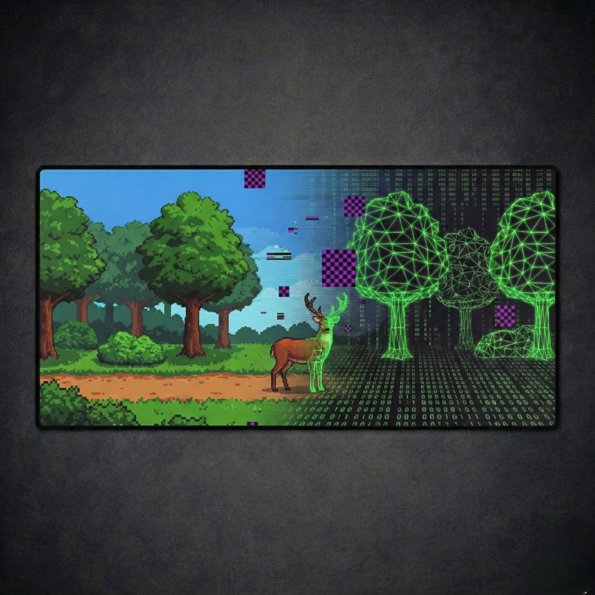 Glitch Forest Desk Mat