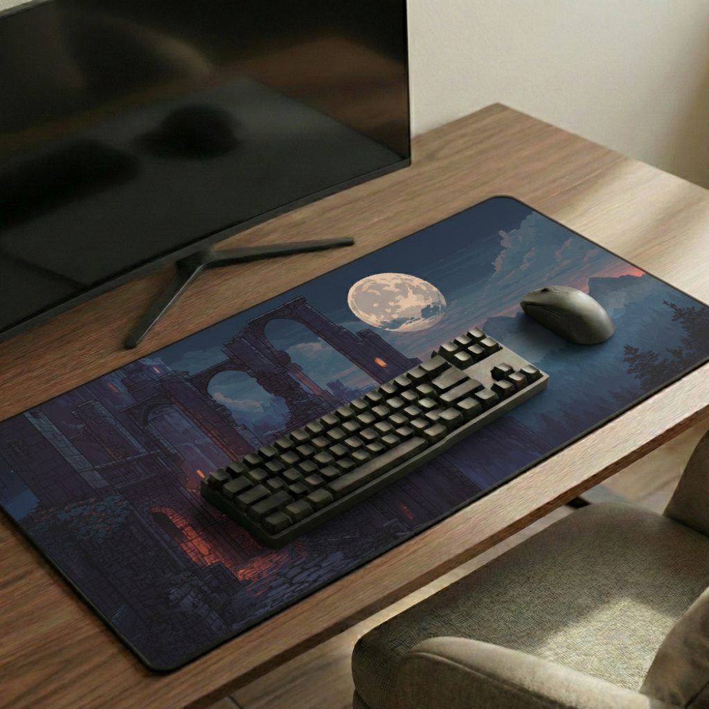 Moonlit Ruins Desk Mat