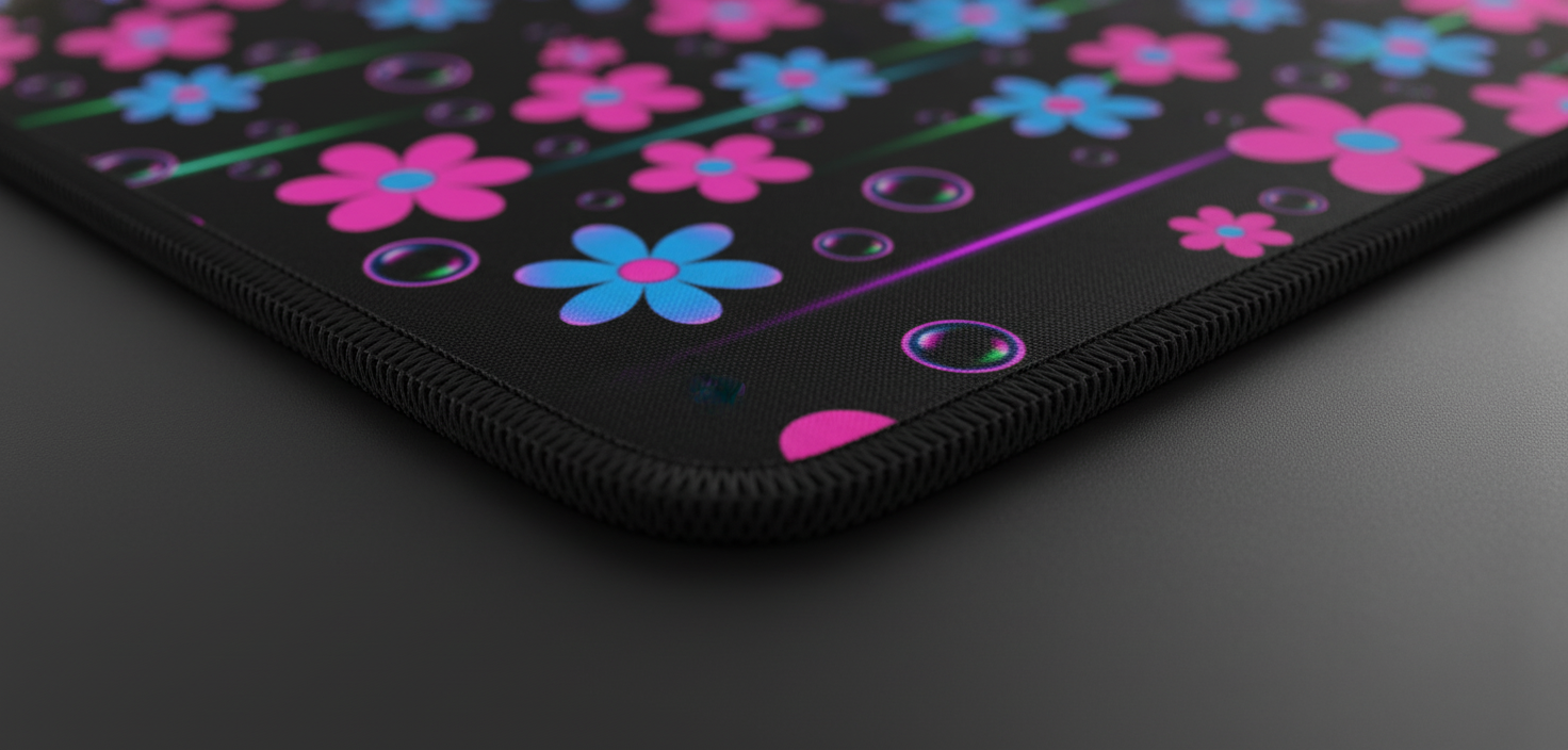 Neon Blooms — Y2K Flowers Desk Mat