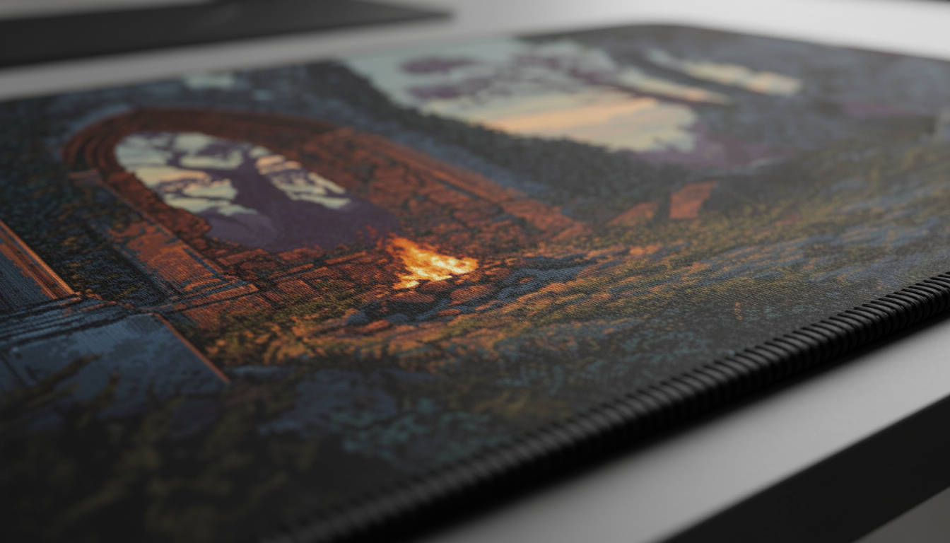 Ember Shrine — Ancient Ruins Desk Mat