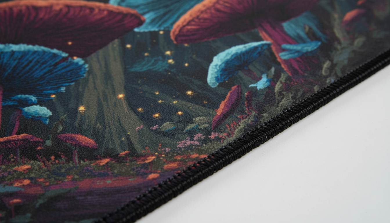 Spore Grove — Bioluminescent Mushroom Desk Mat