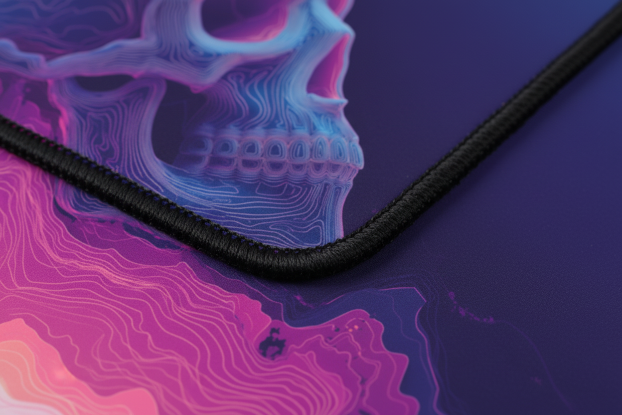 Spectral Skull — Neon Wireframe Desk Mat