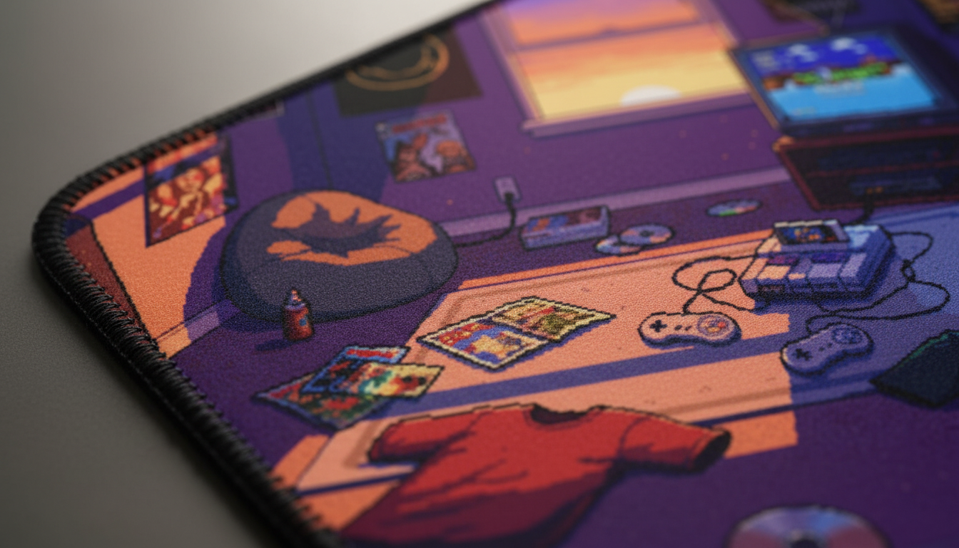 Sunset Chamber — Nostalgic Gaming Room Desk Mat