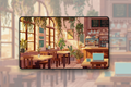 Garden Café — Cozy Pixel Café Desk Mat