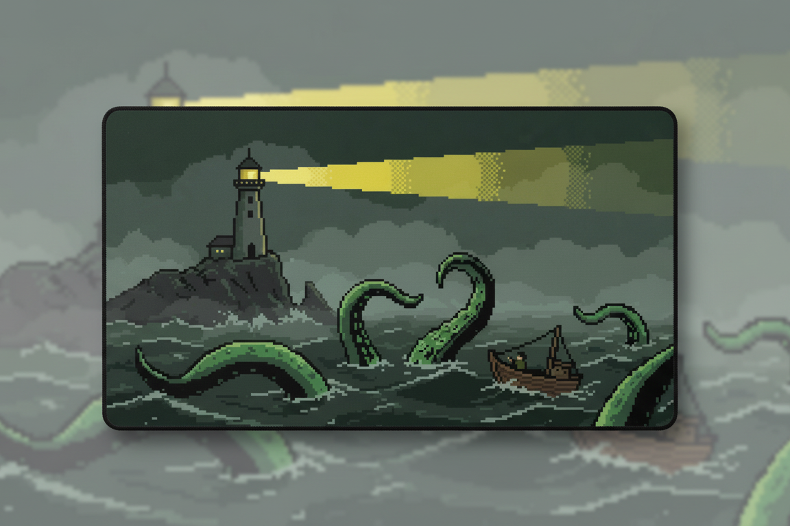 Kraken Bay — Sea Monster Pixel Desk Mat