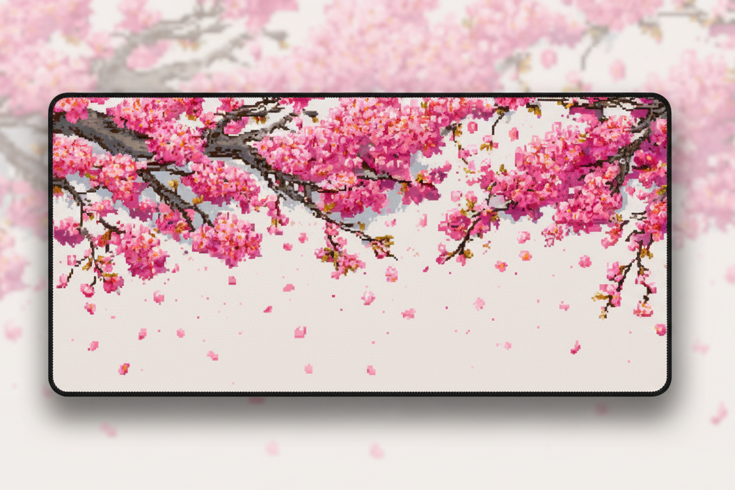 Sakura Falls — Cherry Blossom Desk Mat