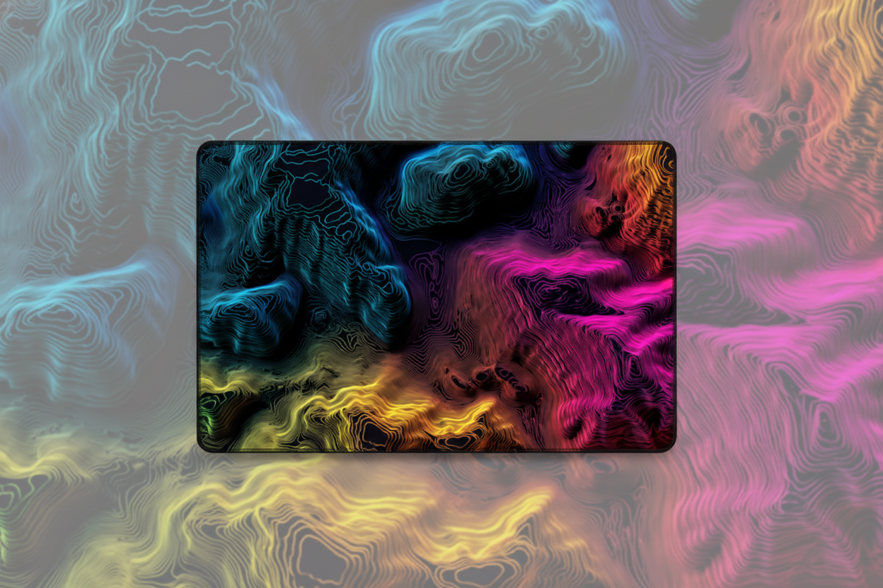Neon Currents — Digital Flow Desk Mat