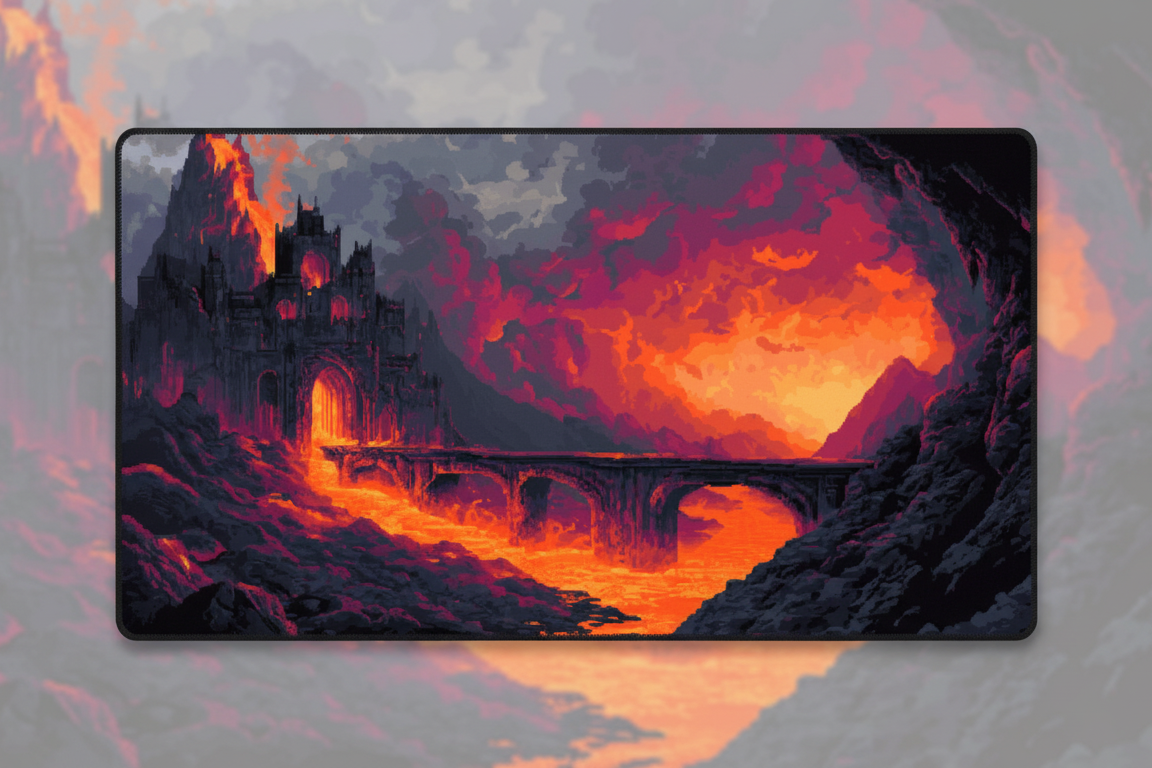 Molten Bridge — Volcanic Ruins Desk Mat