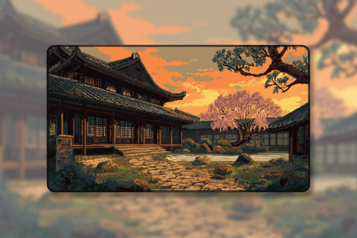 Sunset Dojo — Traditional Japanese Temple Desk Mat