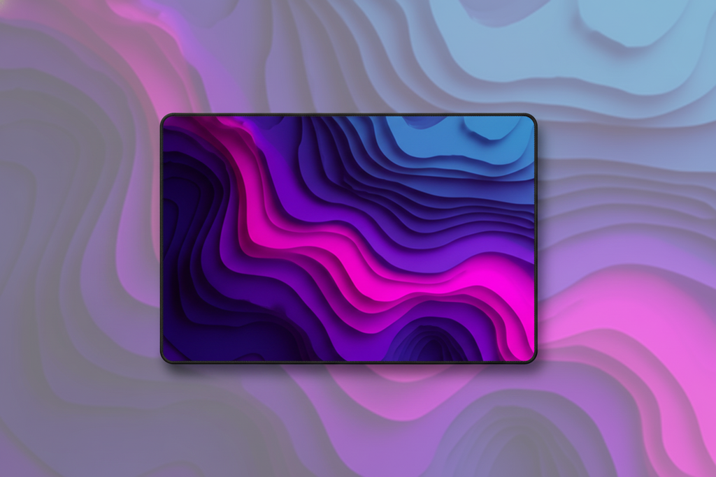 Neon Flow — Synthwave Waves Desk Mat