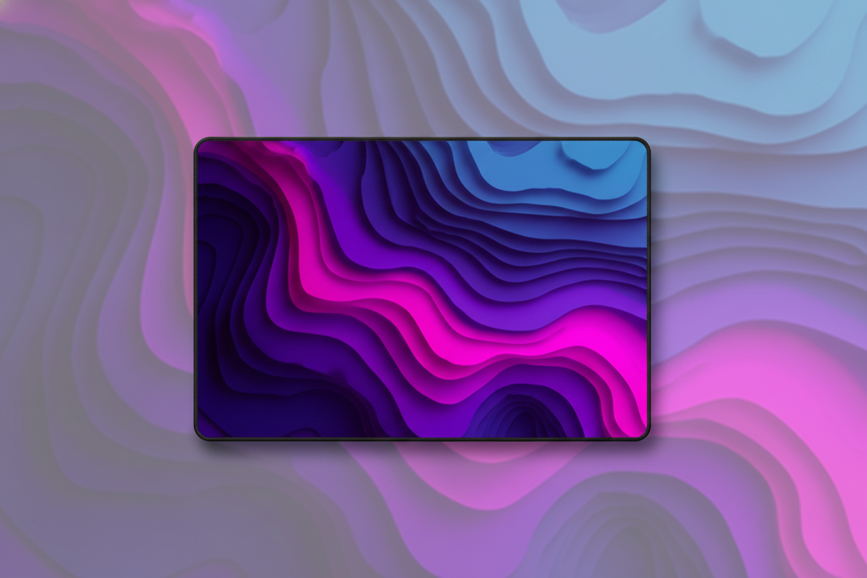 Neon Flow — Synthwave Waves Desk Mat