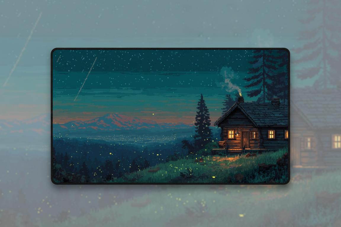 Starlit Haven — Mountain Cabin Desk Mat