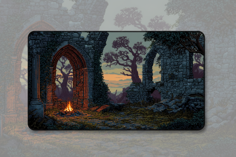 Ember Shrine — Ancient Ruins Desk Mat