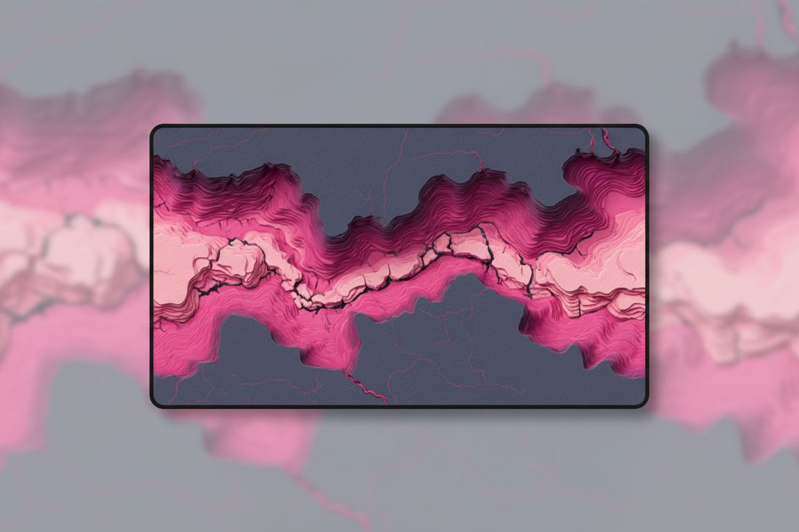 Crimson Flow — Abstract Energy Desk Mat