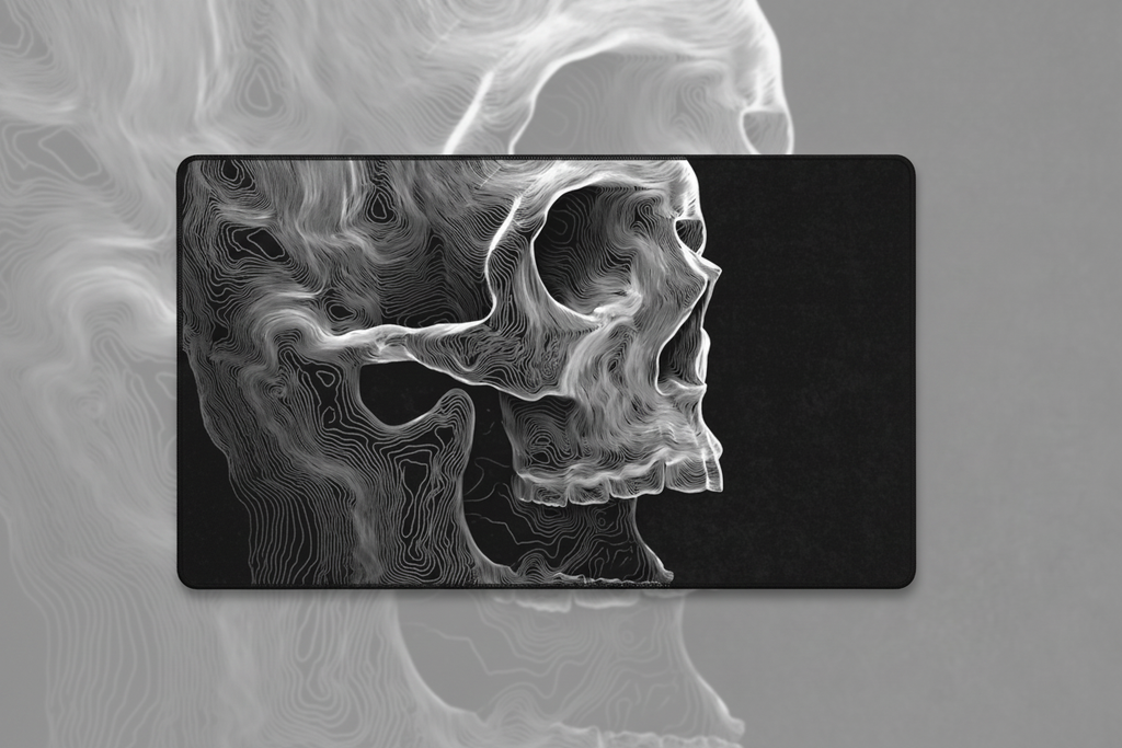 Spectral Drift — Ethereal Skull Desk Mat