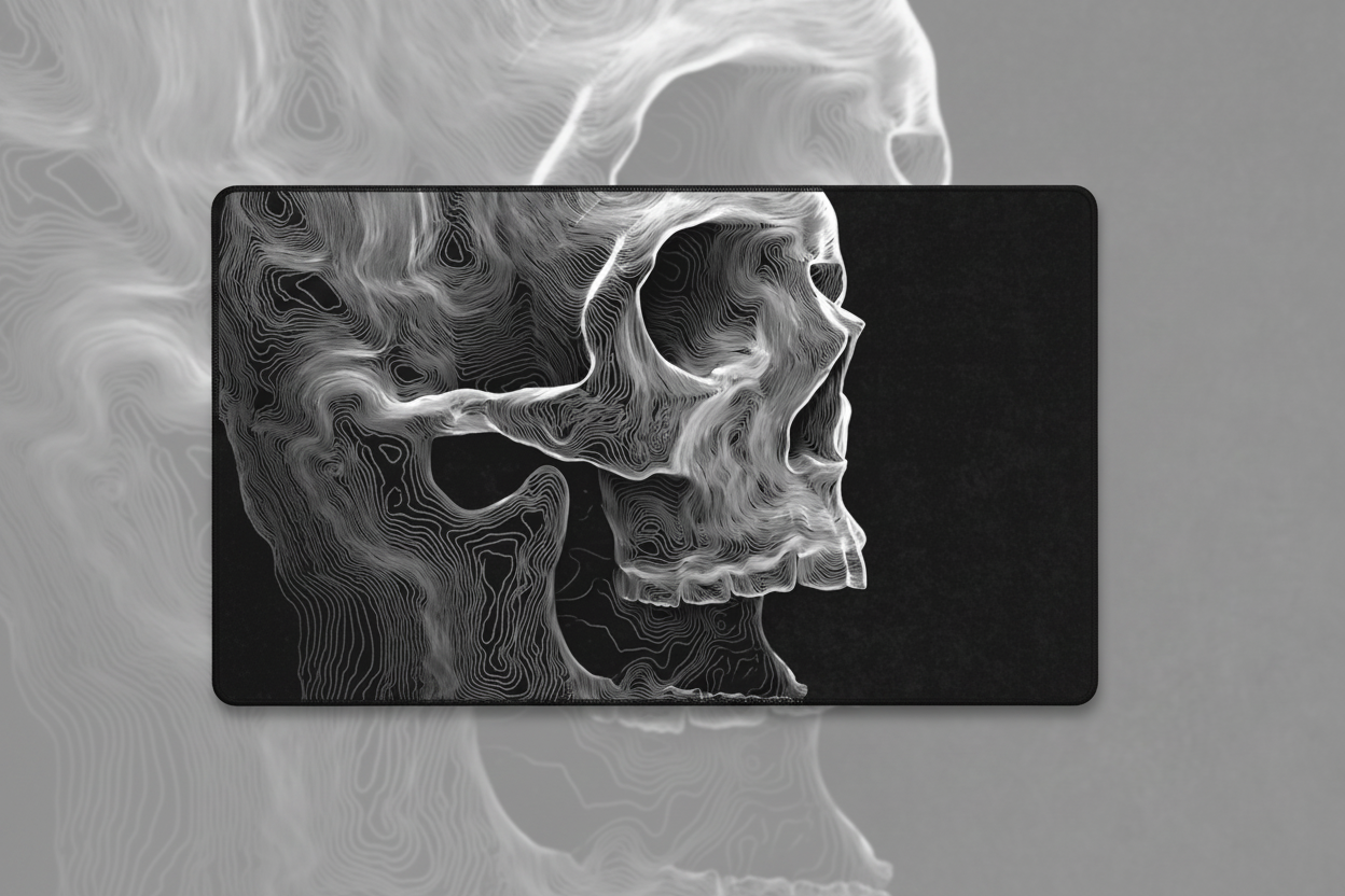 Spectral Drift — Ethereal Skull Desk Mat