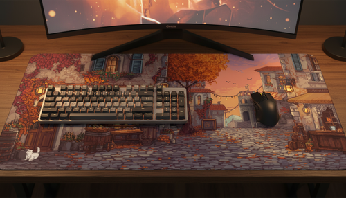 Autumn Square — European Village Desk Mat