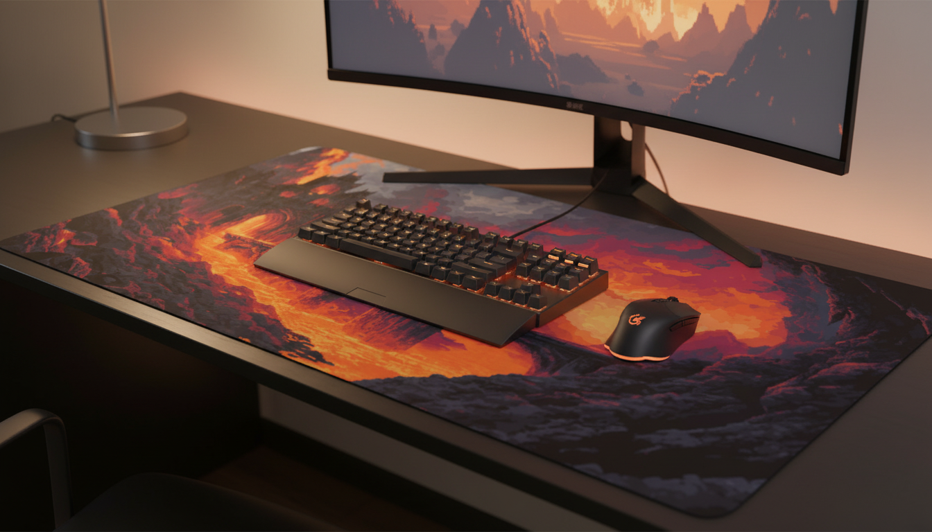 Molten Bridge — Volcanic Ruins Desk Mat