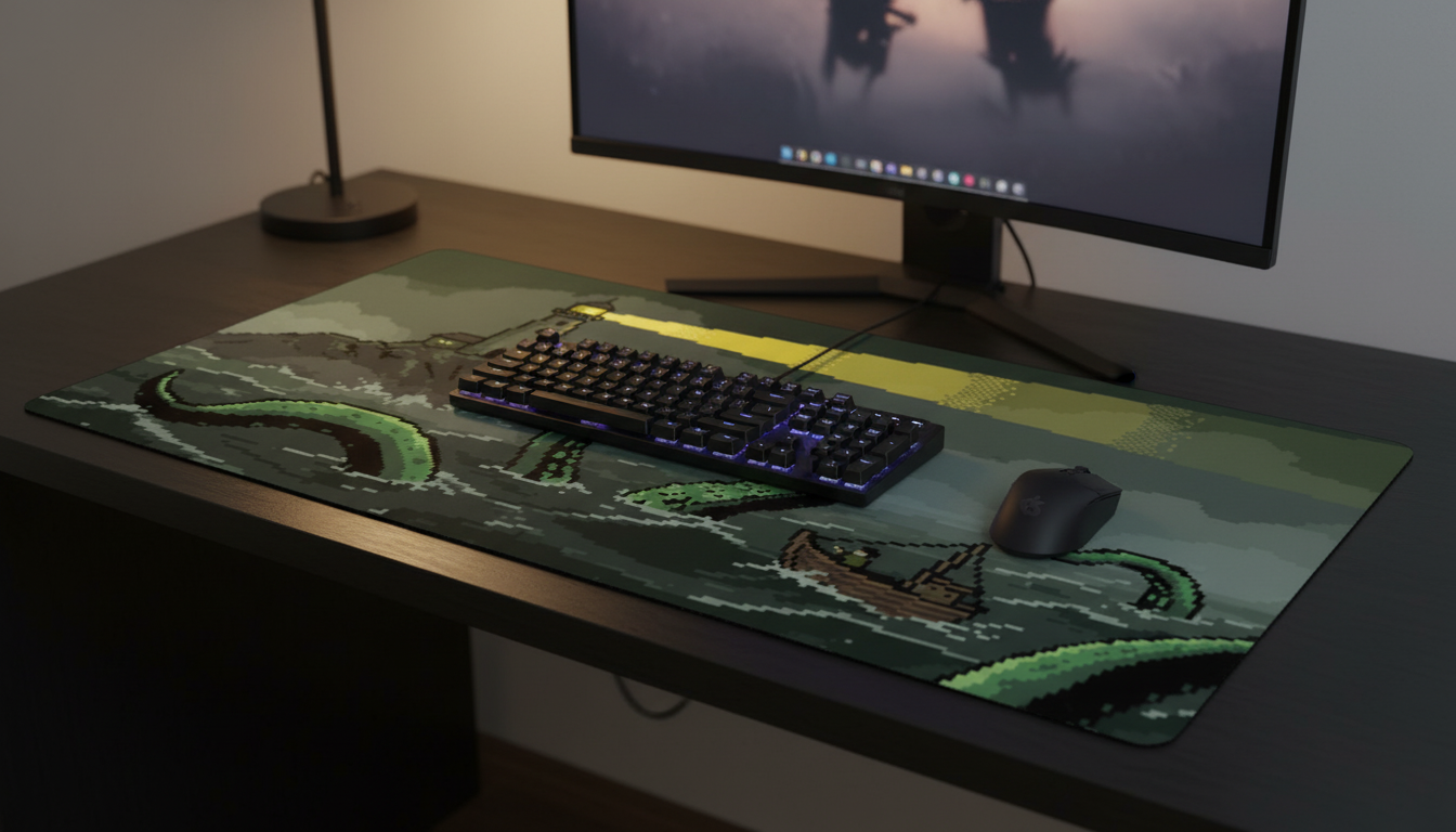 Kraken Bay — Sea Monster Pixel Desk Mat
