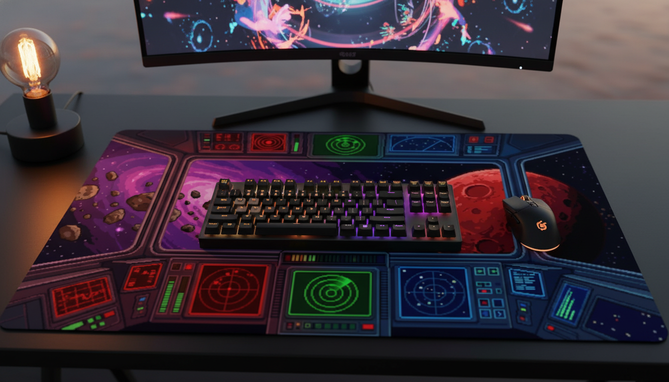 Cosmic Bridge — Space Station Control Desk Mat