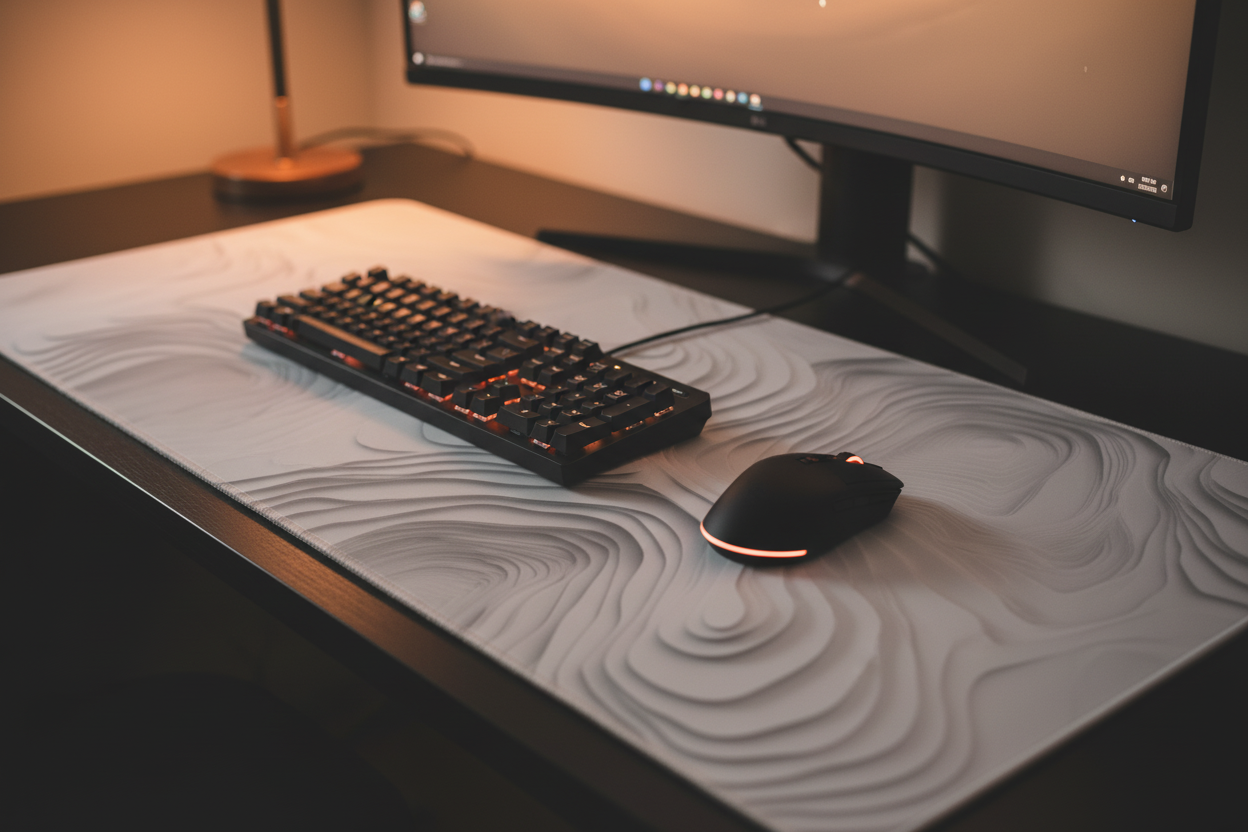 Flux Wave — Minimalist Topography Desk Mat