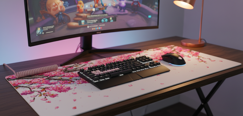 Sakura Falls — Cherry Blossom Desk Mat