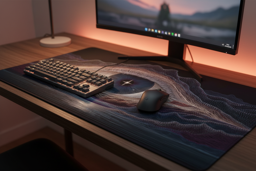 Cosmic Gaze — Surreal Eye Desk Mat