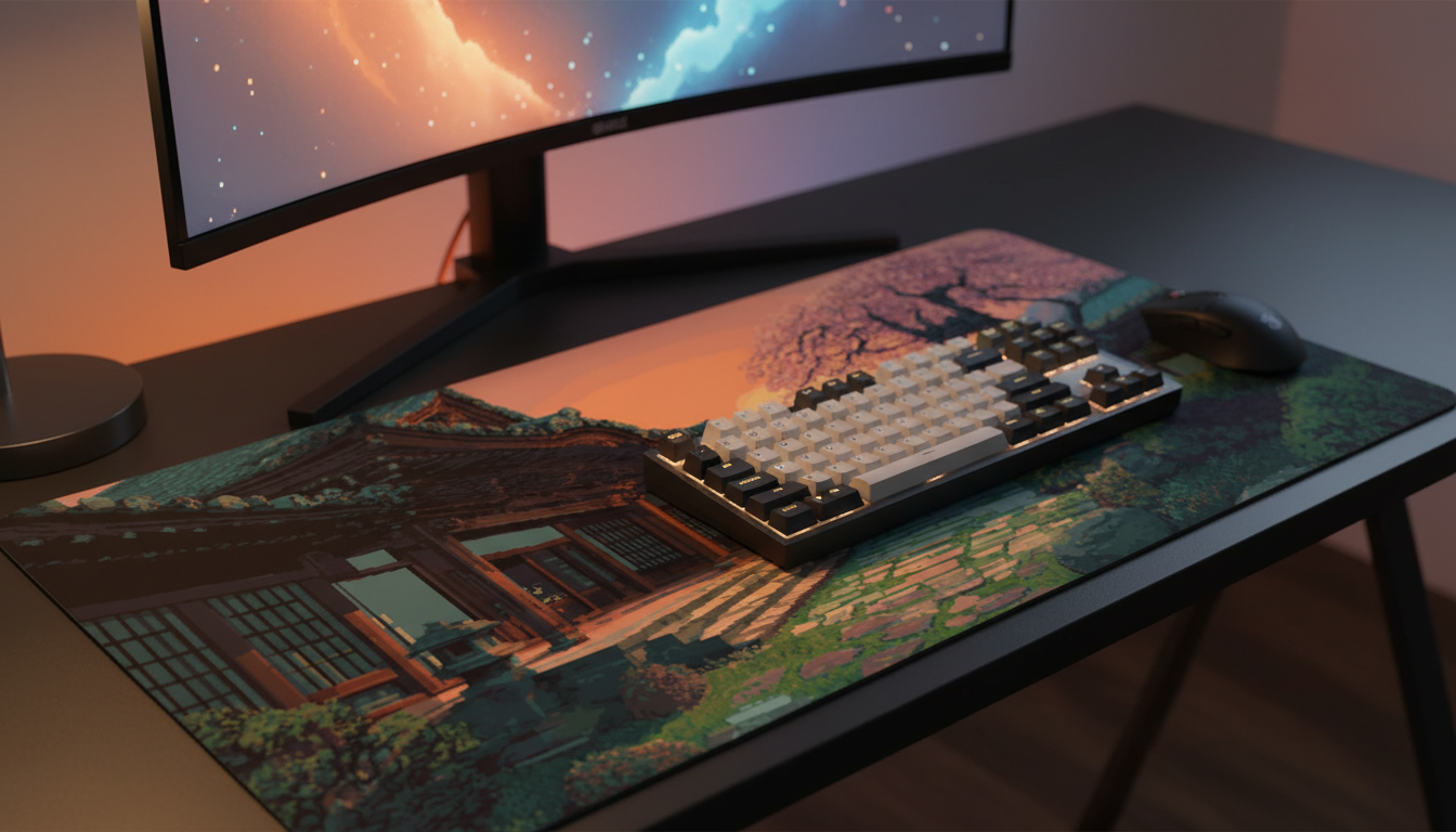 Sakura Dusk — Traditional Japanese Temple Desk Mat