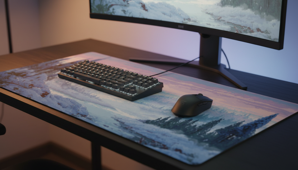 Frozen Peaks — Winter Wilderness Desk Mat