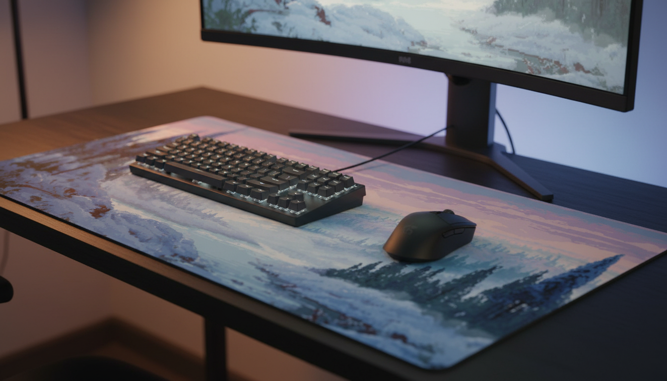 Frozen Peaks — Winter Wilderness Desk Mat