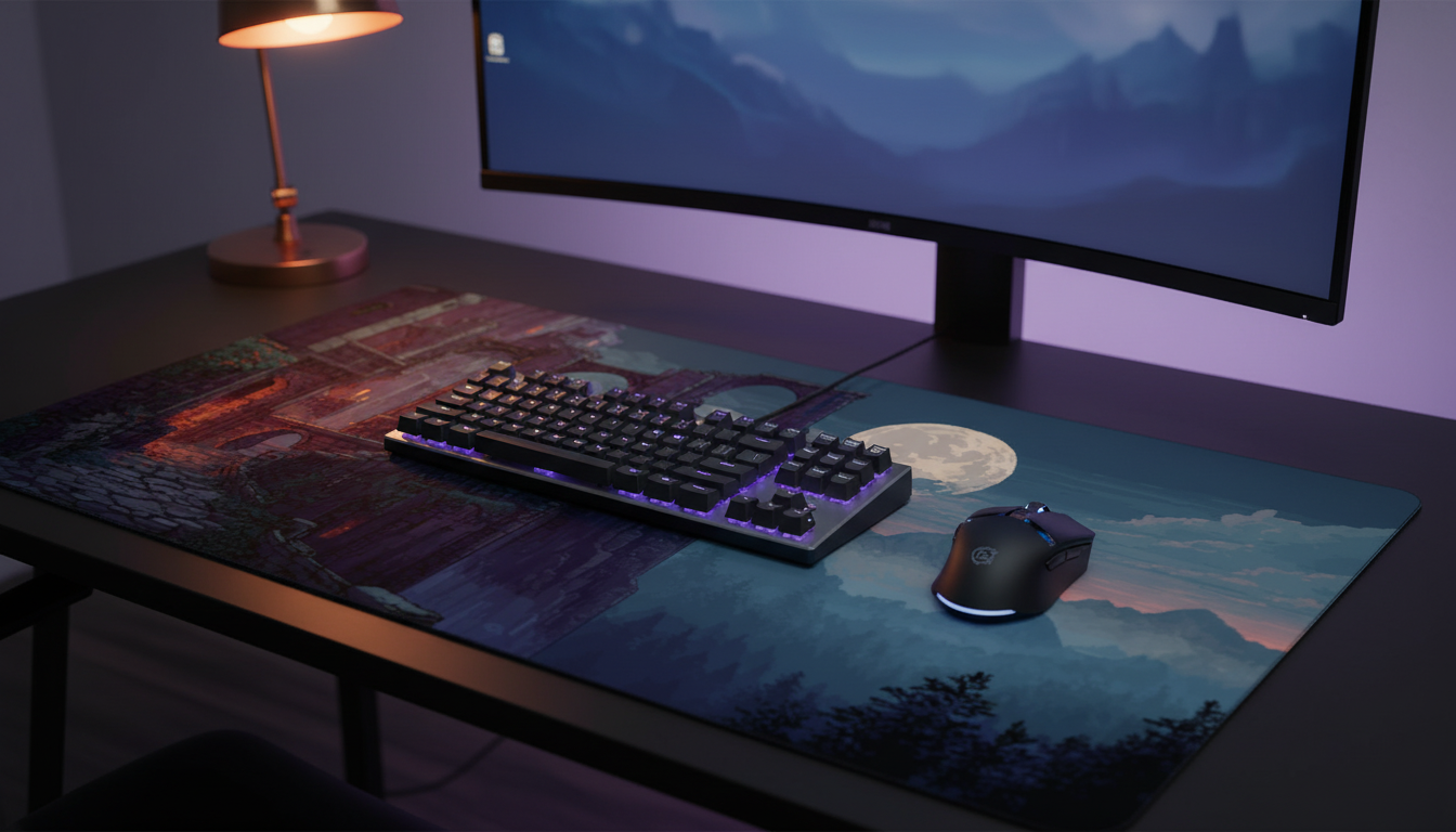 Moonfall Citadel — Ancient Ruins Desk Mat