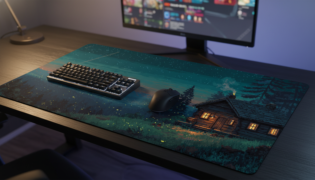 Starlit Haven — Mountain Cabin Desk Mat