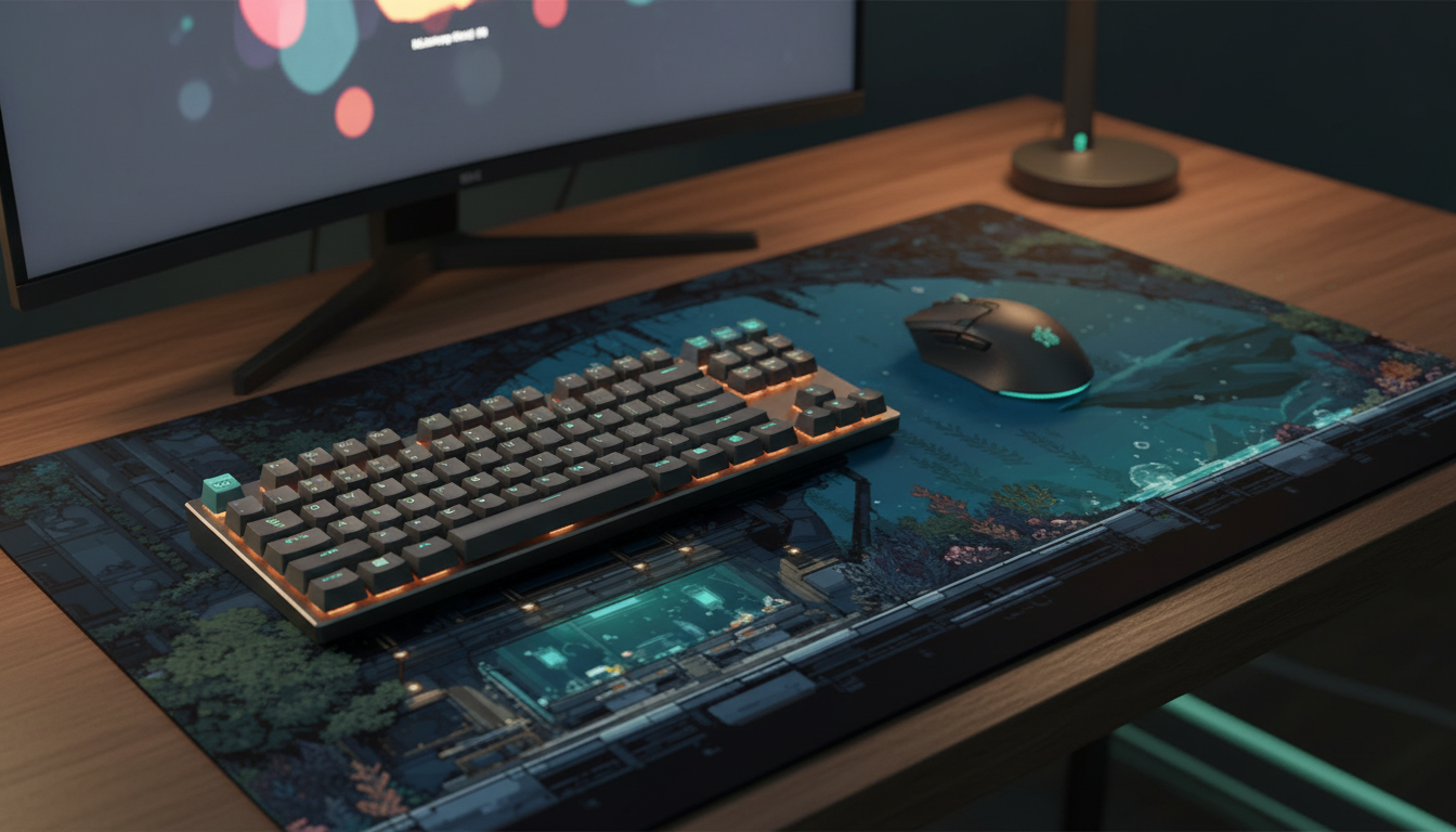 Deep Current — Underwater Research Station Desk Mat