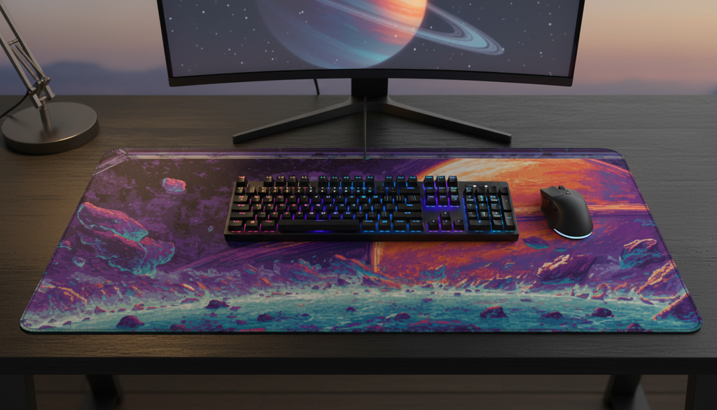 Cosmic Horizon — Alien Planet Desk Mat
