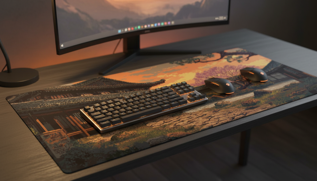 Sunset Dojo — Traditional Japanese Temple Desk Mat